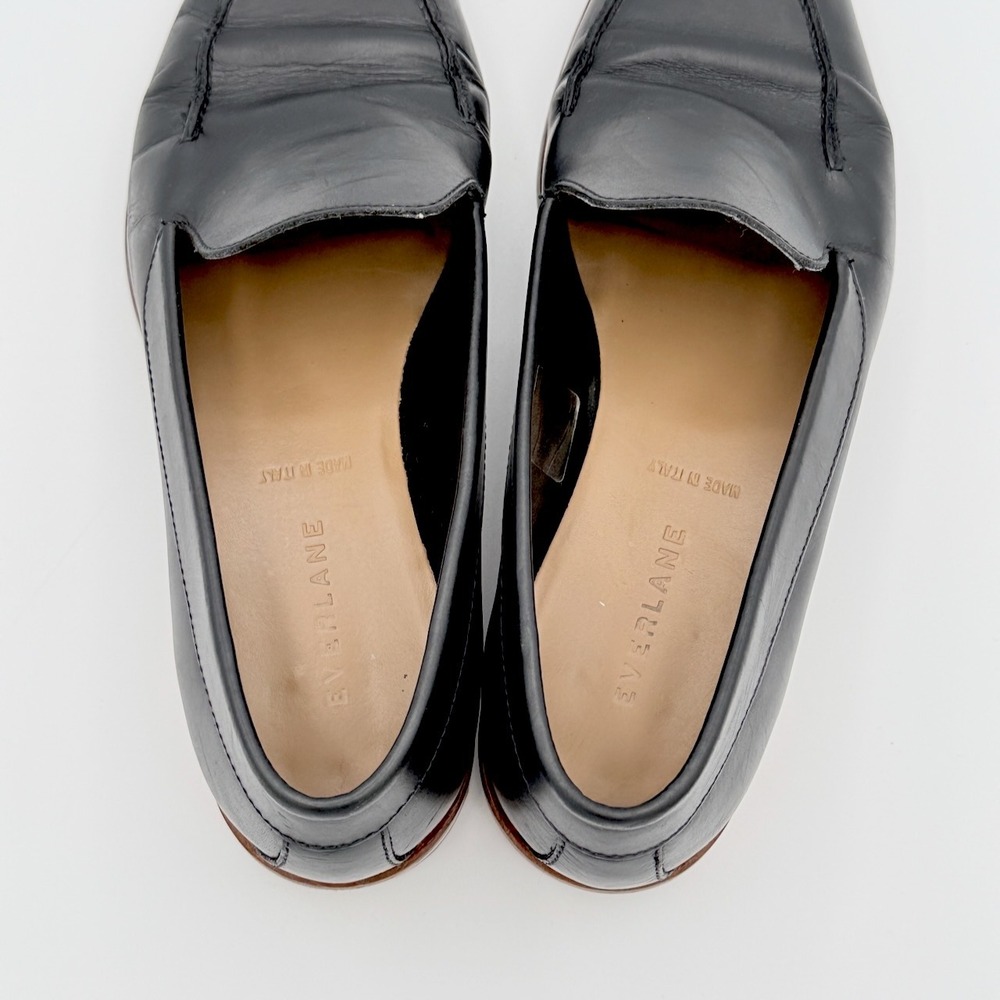 Everlane Womens Modern Loafer 8.5 Black Leather Pointed Toe Italian Minimalist - Picture 8 of 10